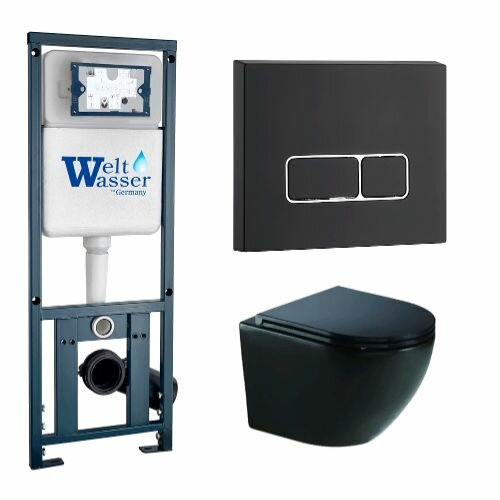 фото Унитаз с инсталляцией Weltwasser MARBERG 410 + MERZBACH 043 GL-BL + MAR 410 SE MT-BL