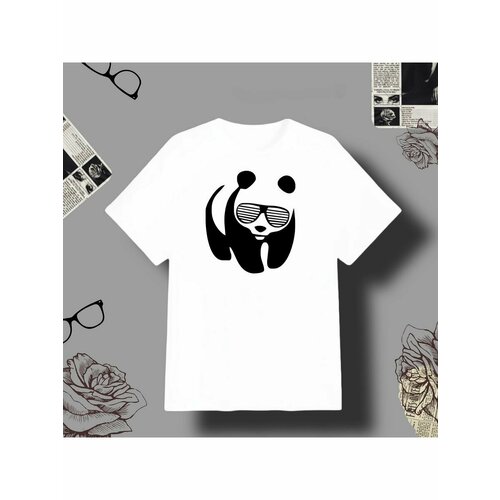 Футболка панда в очках, размер L, белый мужская футболка рыжеволосая в очках l белый