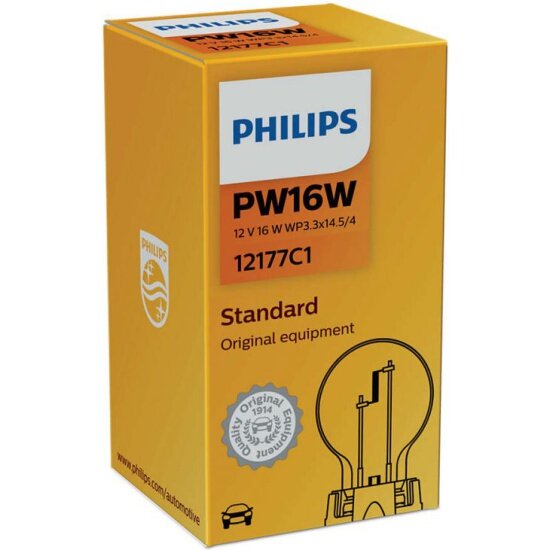 Лампа автомобильная Philips PW16W (WP3.3*14.5/4) 12V, 1шт, 12177C1
