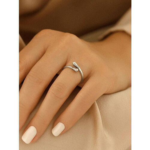 Кольцо Самородок, серебро, 925 проба, чернение, безразмерное, серебристый