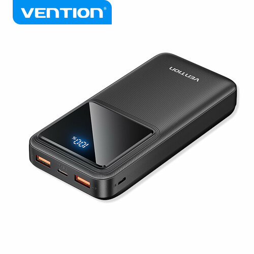 Power bank 20000 мАч на 3 устройства Vention внешний аккумулятор Type c/ 2 USB A с LED дисплеем, быстрая зарядка, белый, арт FHLB0