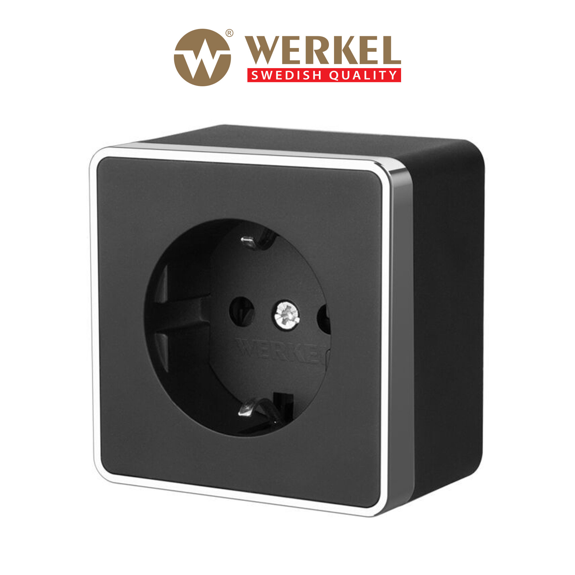 Накладная розетка с заземлением Werkel Gallant W5071035 черный/хром IP20