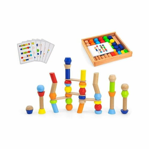 Игра Построй башню (дерево) 44679 деревянные игрушки plan toys построй башню