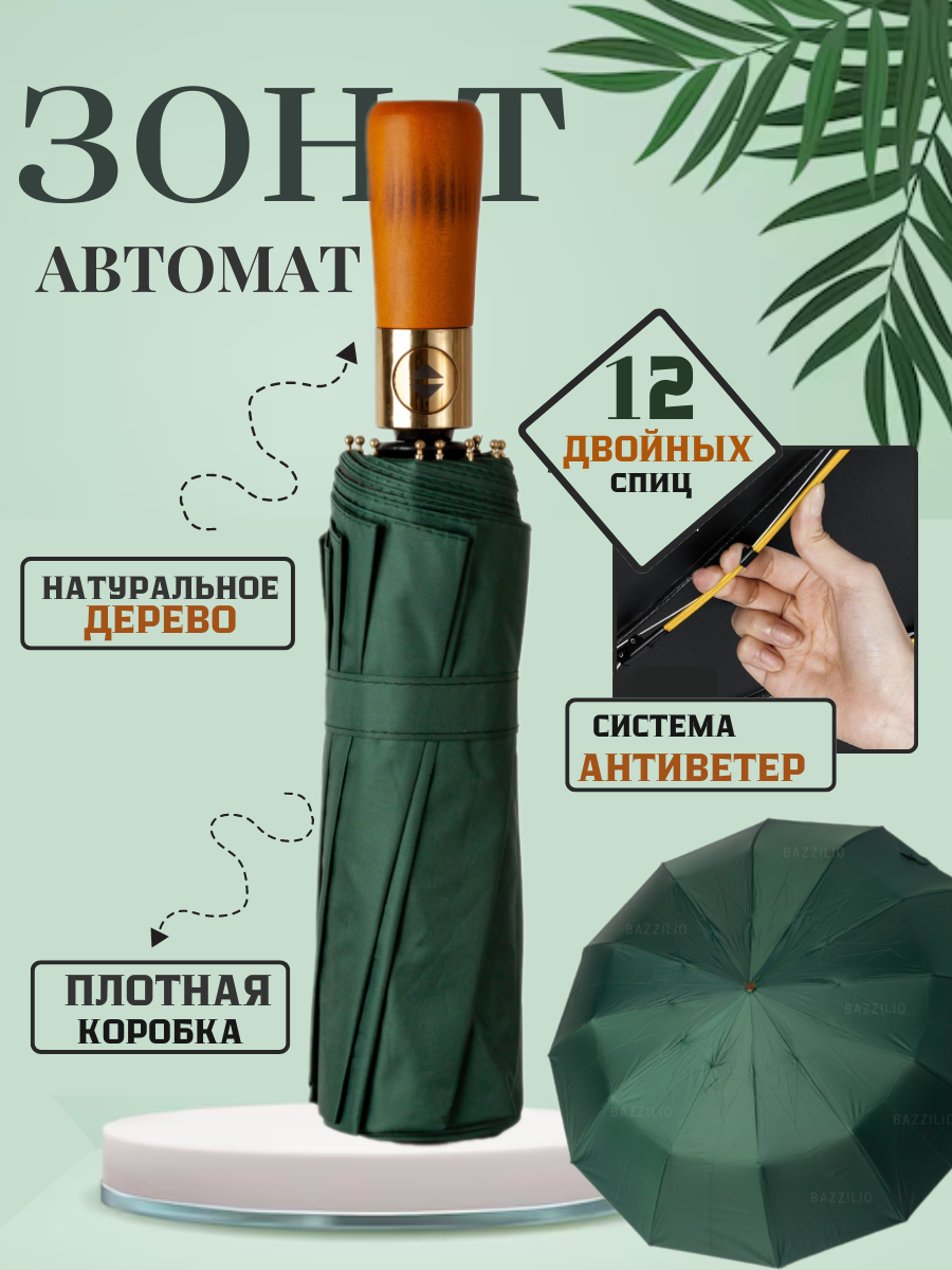 фото Зонт-автомат 12 спиц антиветер BAZZILIO
