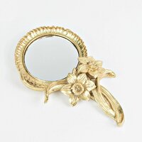 Зеркало ручное золотистое Нарцисс 21 см / Декор зеркальный