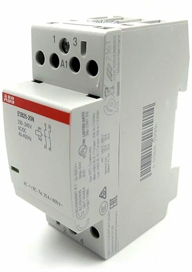 Модульный контактор ABB ESB25-20N-06 (25А, 2НО) 230В АС/DC 1SAE231111R0620