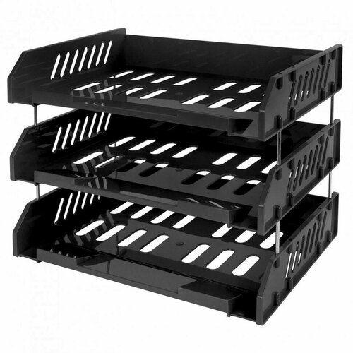 Лотки горизонт для бумаг к-т 3 шт 335х232х246 черный BRAUBERG FILE 238107 (1)