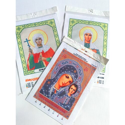 набор для вышивки бисером святая великомученица варвара Три схемы бисером иконы Виктория, Вероника, Богородица