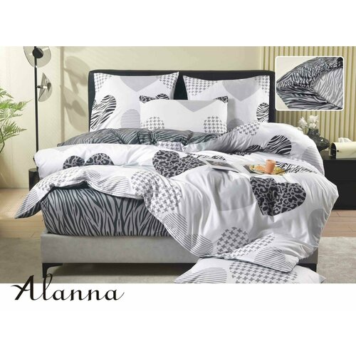 Комплект постельного белья двуспальный Alanna сатин - Черный Мрамор