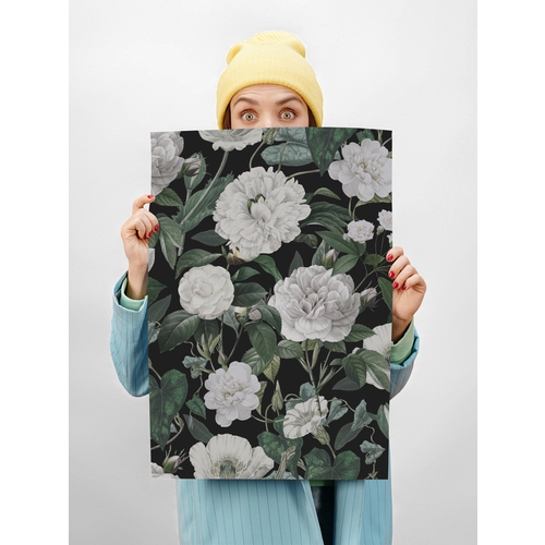 Картина для интерьера на стену 40х50 Белый цветочный