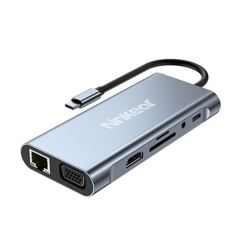 Концентратор USB Type-C 11 дюймов 1 4K HDMI VGA PD Быстрая зарядка Type-C USB 30 Ethernet RJ45 кард-ридер 369900₽