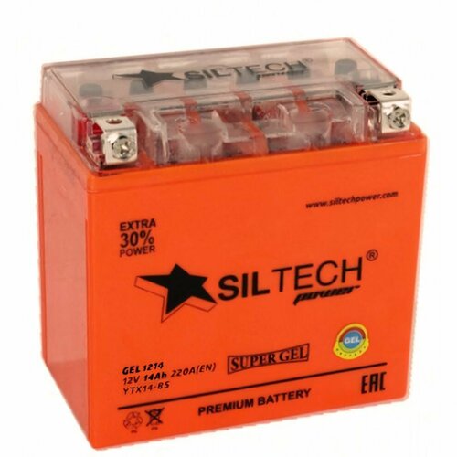 Аккумулятор SILTECH GEL1214 12V14AH п. п. (YTX14-BS) д150ш86в145/220 , шт