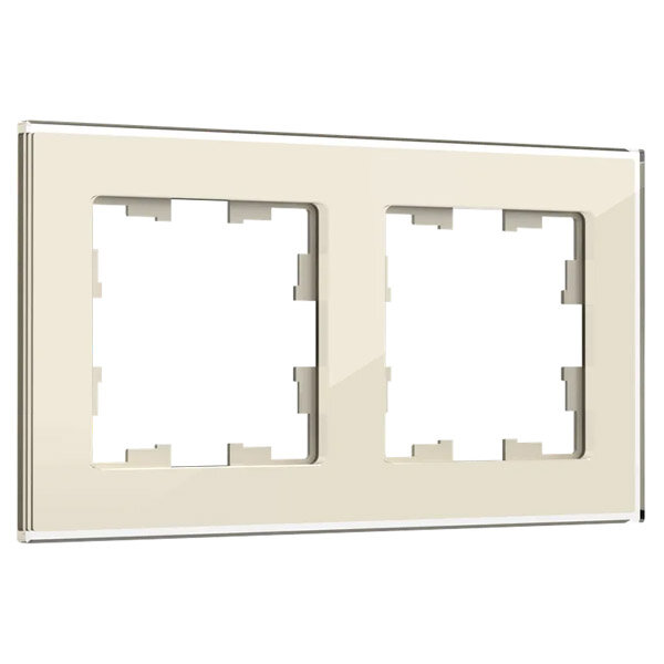 Рамка стеклянная 2 поста IEK BRITE BR-M22-G-K10 РУ-2-2-БрВа ванильный