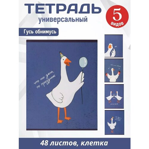 Тетрадь А5 48 листов ассорти 5 видов Гусь обнимусь 450₽
