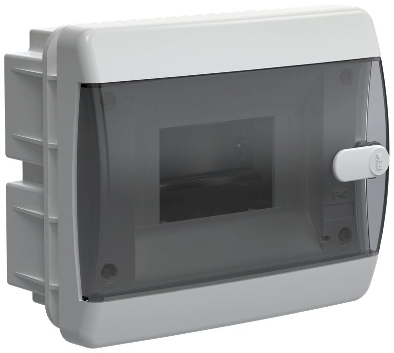 Корпус пластиковый IEK UNION Compact ЩРВ-П-6 IP41 черная прозрачная дверь 6 модулей встраиваемый