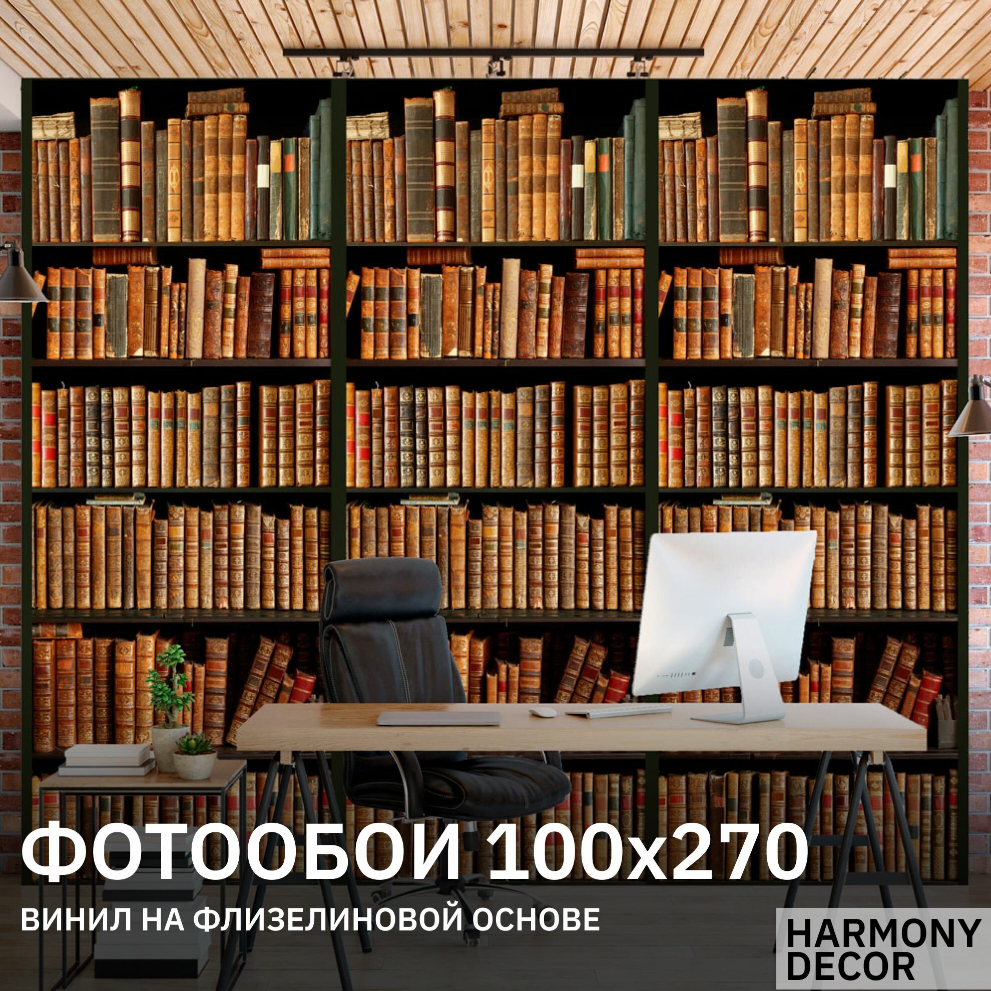 Фотообои на стену HARMONY Decor HD1-044 Старинные книги 100 х 270 см флизелиновые