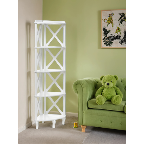 Этажерка-стеллаж угловая Джульетта-4 PRIME h=170 см цвет молочный дуб