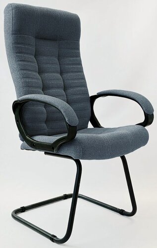 Изображение товара Компьютерное кресло без колесиков StylChairs Атлант Ультра Софт, обивка ткань, цвет серо-синий
