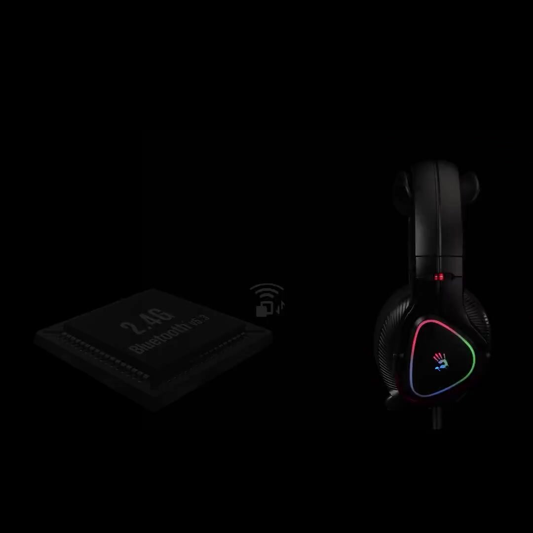 Гарнитура A4Tech Bloody MR710 черный, стерео, мониторные беспроводные bluetooth/радио, кабель 1.5м — фото 1