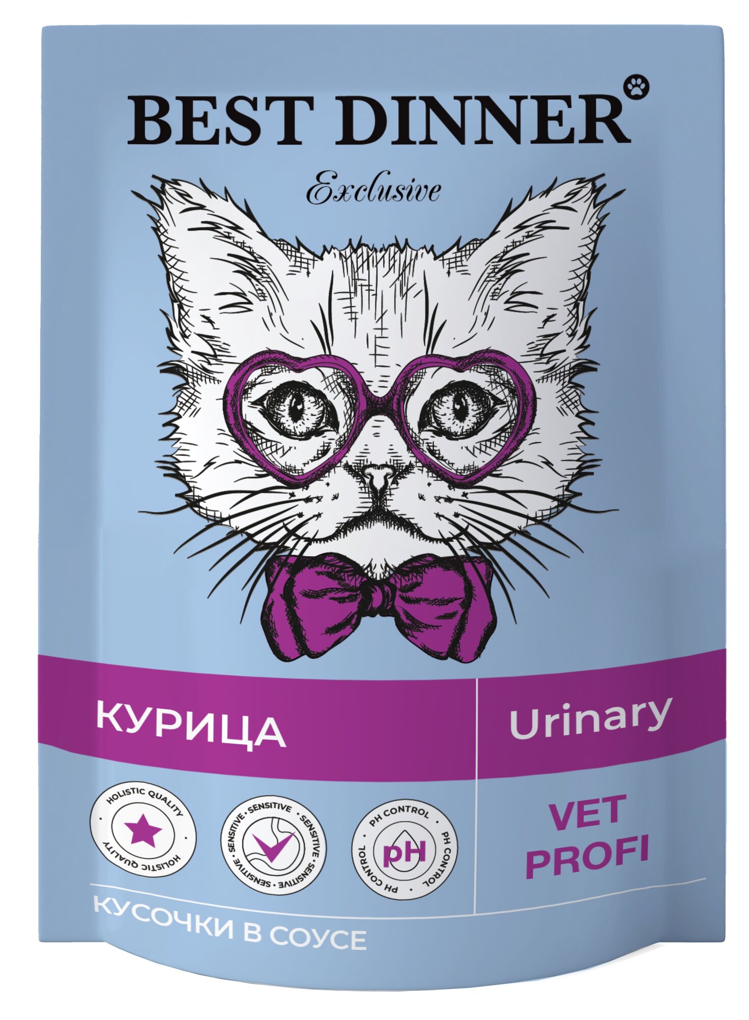 Паучи Best Dinner Exclusive Vet Profi Urinary д/кошек кусочки в соусе с курицей для профилактики МКБ 85гр x 24 шт
