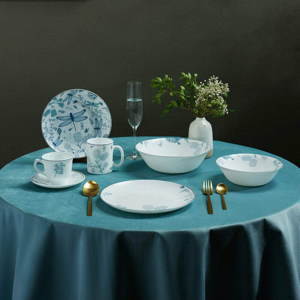 Набор из 6 чайных пар, 12 предметов Флорес (6 чашек и 6 блюдец)