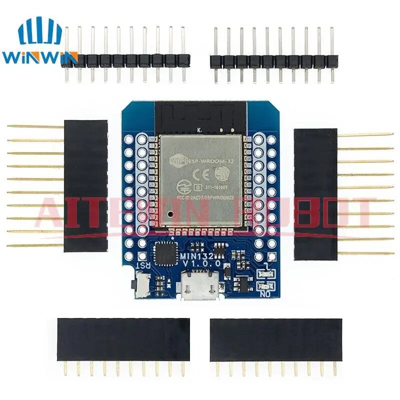 Для Wemos Mini D1 ESP8266 ESP32 ESP-32S WIFI Bluetooth CP2104 макетная плата, модуль для Arduino с контактами, CH9102 Type-C USB — фото 1