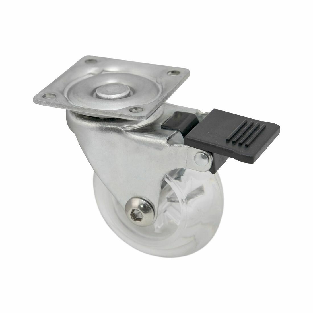 Колесо мебельное d50 с тормозом прозрачное