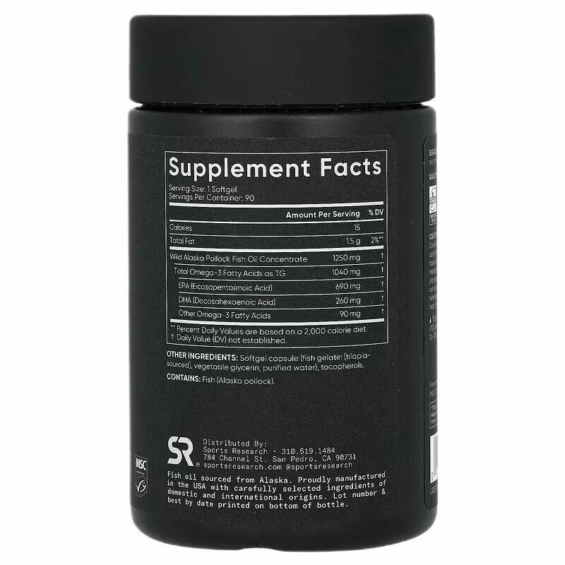 Картинки Омега 3 1250 мг 90 капсул sports research для иммунитета, сосудов, omega 3 рыбий жир спортивный комплекс