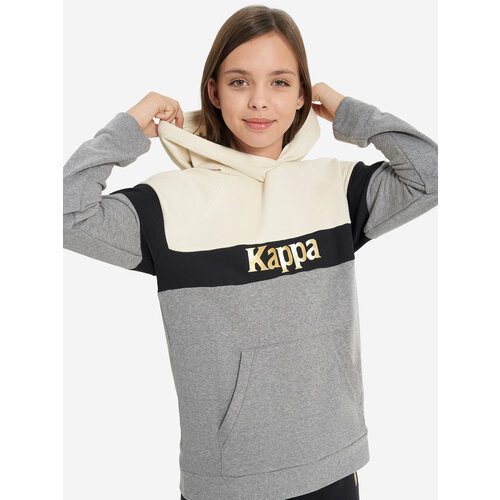 фото Худи kappa sport style girl's hoody jumper, размер 158/164, бежевый/серый