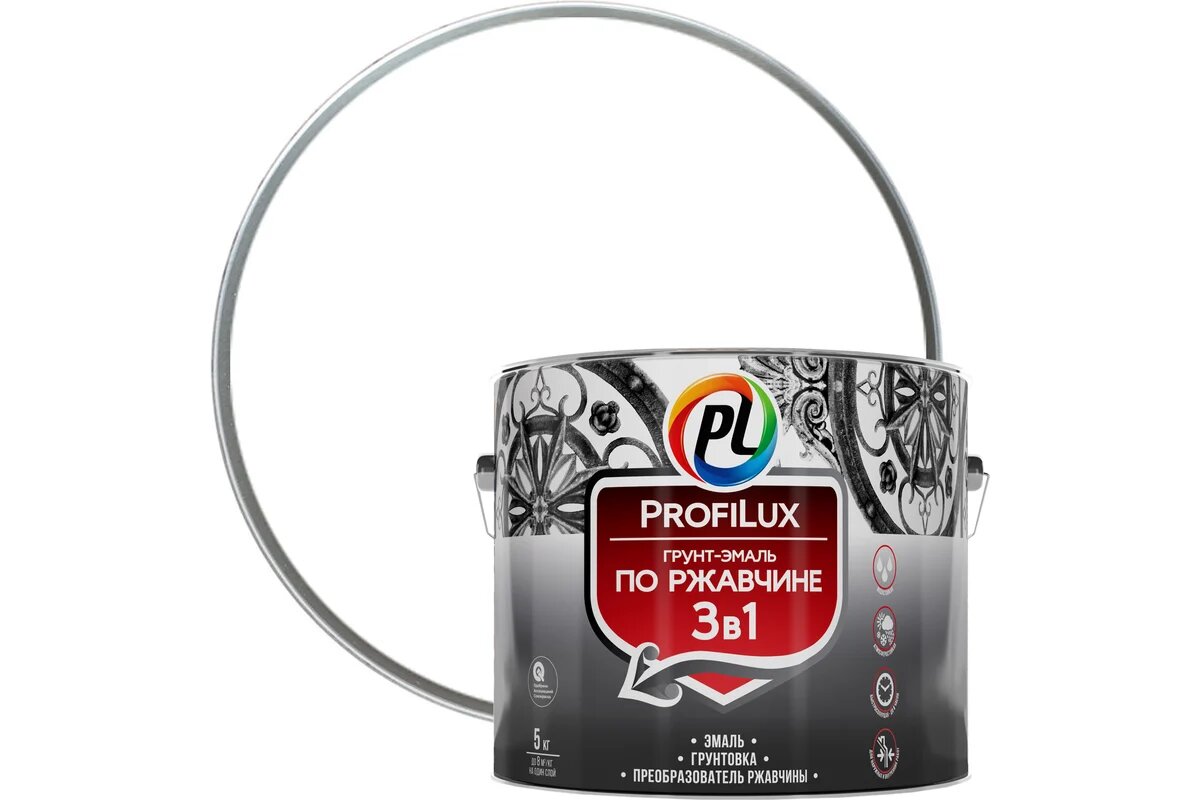 Profilux / Профилюкс Грунт эмаль по ржавчине 3 в 1 Белая 5 кг
