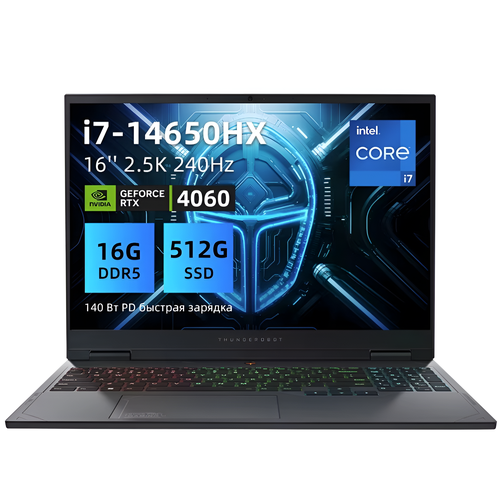 Ноутбук игровой Thunderobot R16 Core i7-14650HX RTX4060 16GB512GB 16 25K 240 Гц Windows 11 русская клавиатура 151990₽