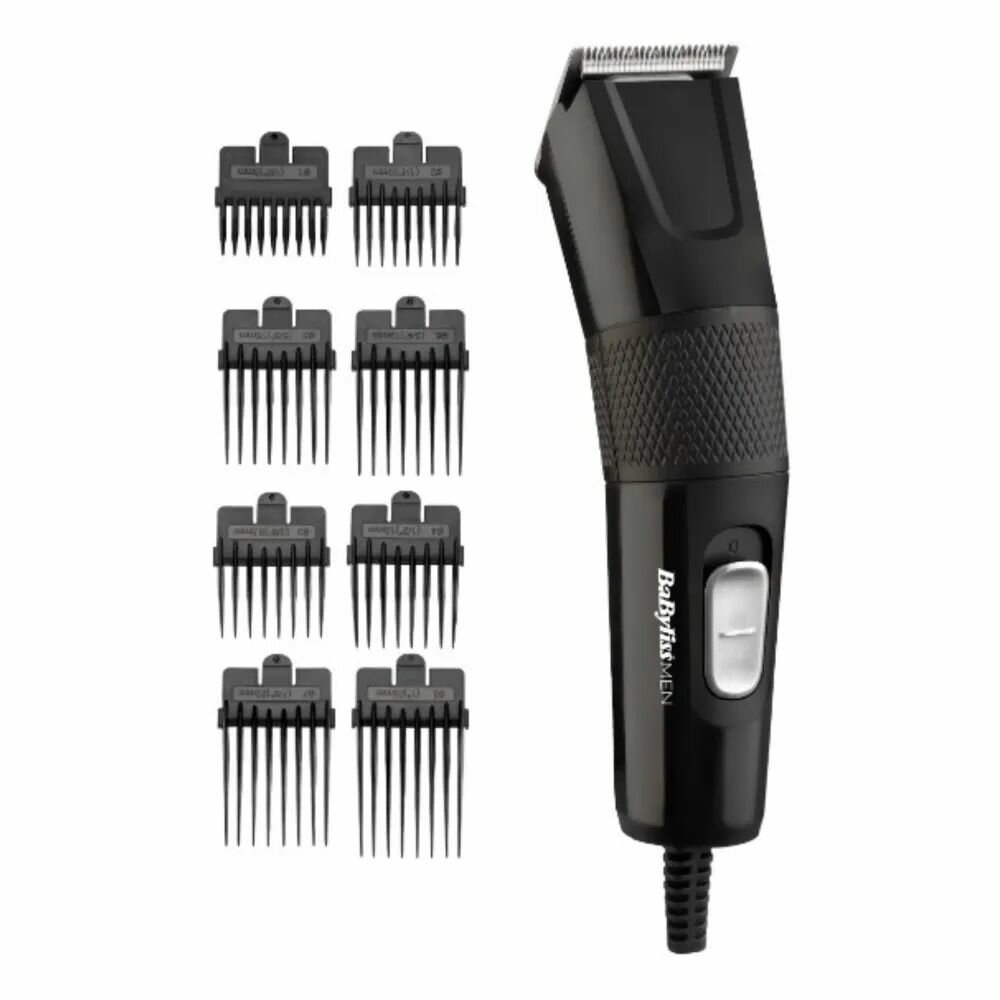 Машинка для стрижки волос BaByliss, триммер для бороды и усов, 8 насадок, черная