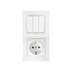 Блок выкл. 3 клав. + розетка (скрытая с/з) белый Уют BYLECTRICA