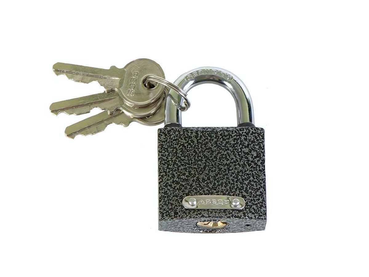 Замок навесной цилиндровый «PD-01-38» автоматическое закрывание чугун 38х61 мм черный