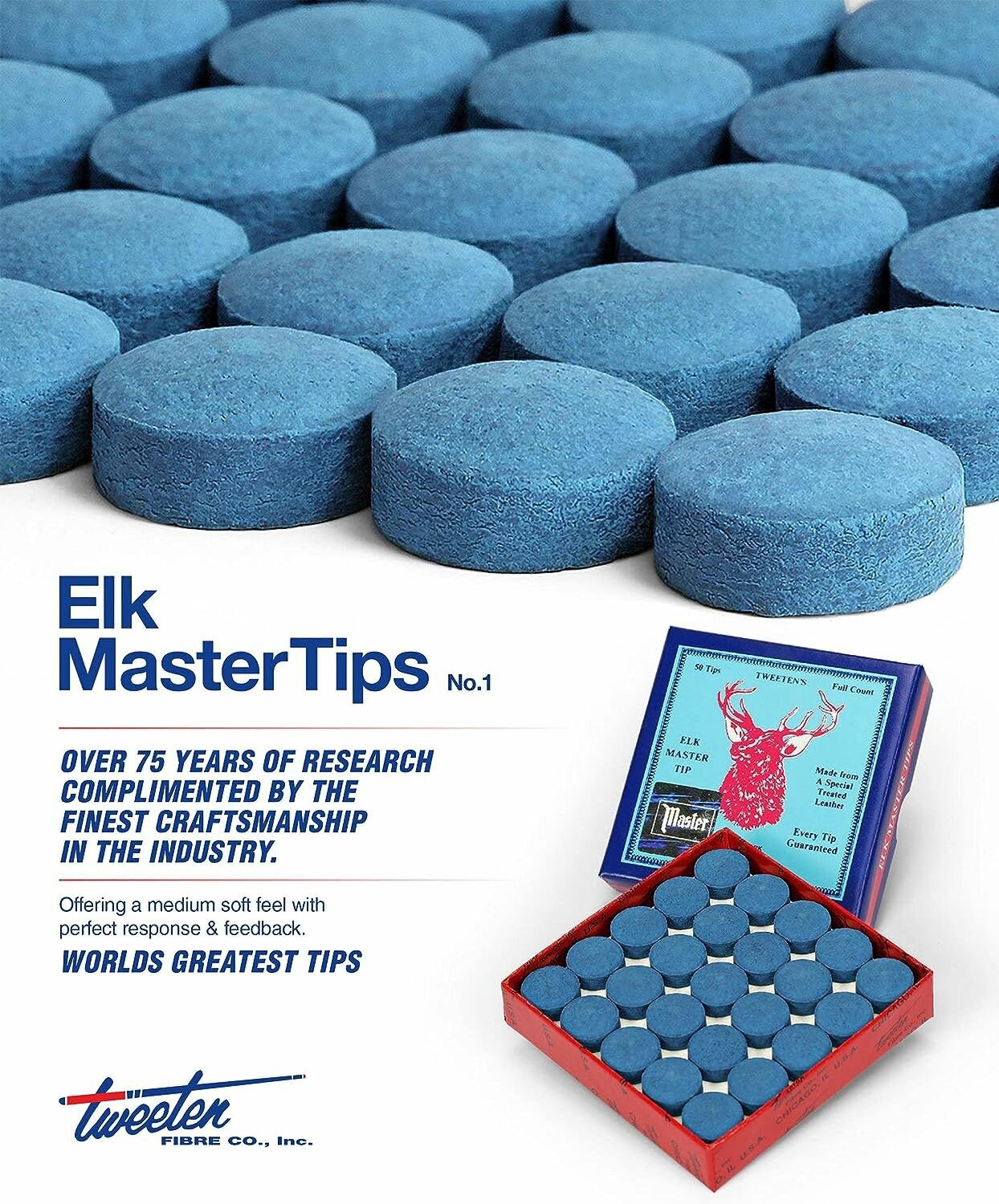 Комплект наклеек для бильярдного кия Tweeten Elk Master D13 мм (10 шт.) средне-жесткая — фото 1