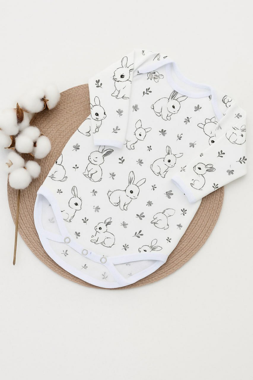 Боди Дети в цвете размер 26-80 бежевый/белый