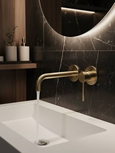 Изображение товара Смеситель скрытого монтажа для раковины / встраиваемый / золотой / гарантия 5 лет / коллекция Vessel