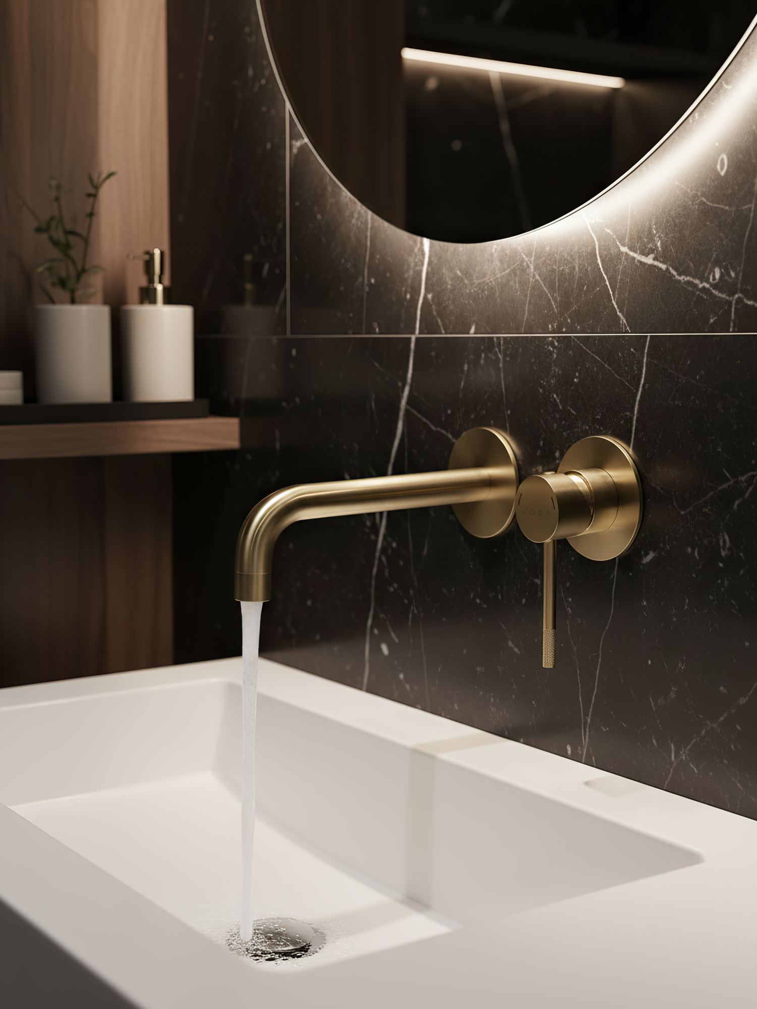 Смеситель скрытого монтажа для раковины / встраиваемый / золотой / гарантия 5 лет / коллекция Vessel