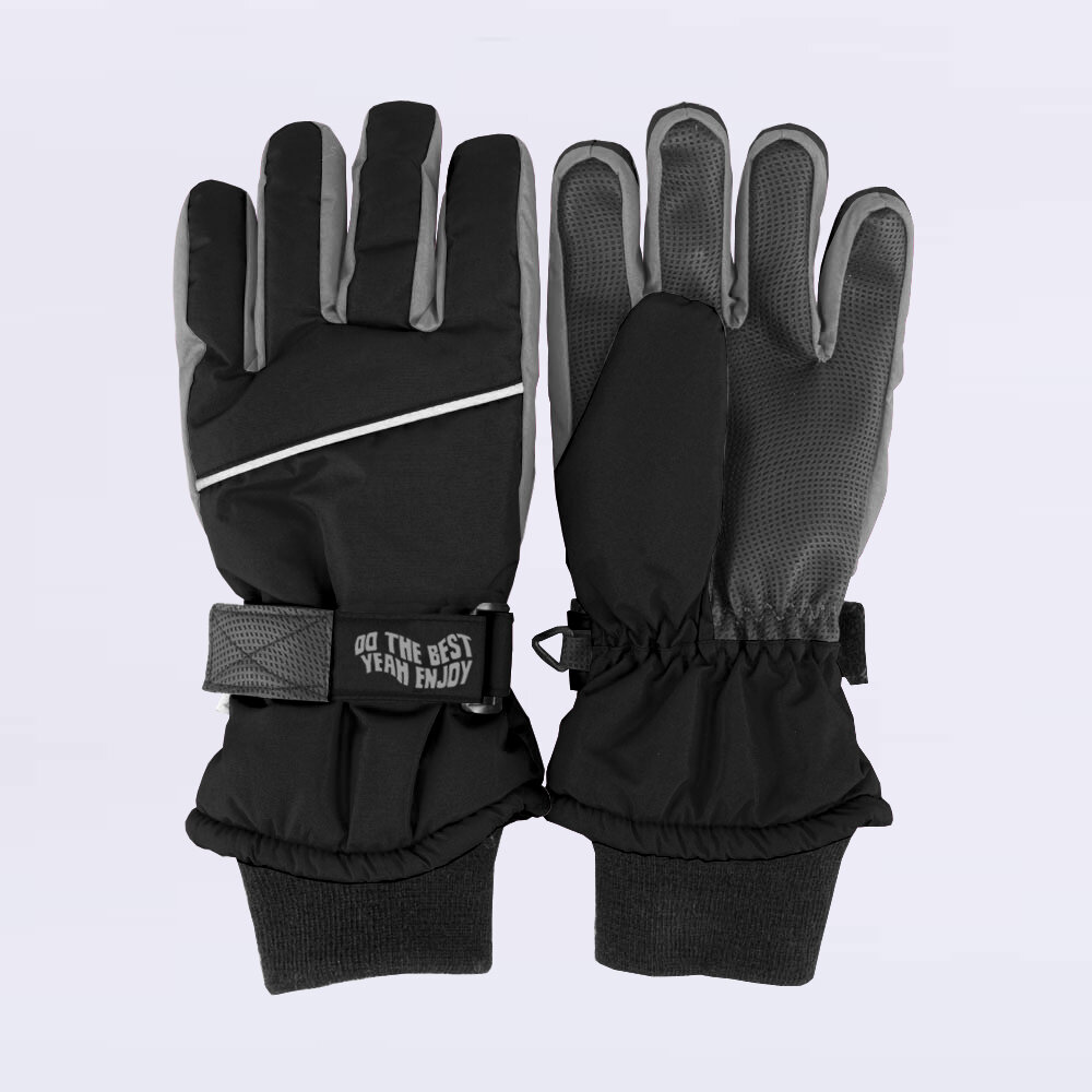 Перчатки КОТОФЕЙ для мальчиков размер 4-6 лет черный серый