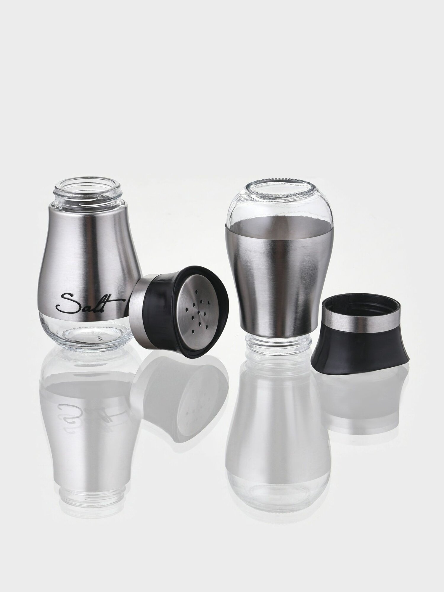 Набор для специй, 2 шт, 130 мл, на подставке, солонка и перечница — фото 1