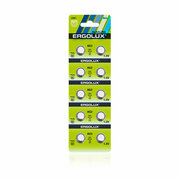 Батарейки алкалиновые (щелочные) дисковые ERGOLUX ALKALINE AG3-BP10 14314, AG3, LR41, 392, 1.5В, 7.9х3.6мм, упаковка 10шт