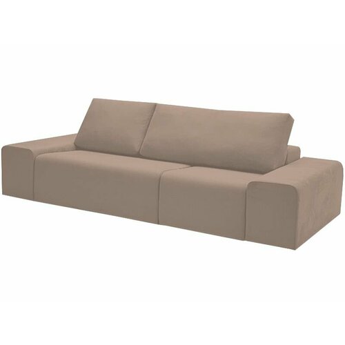 Диван прямой Mr.Bobby для гостиной c подлокотниками, бежевый, велюр, 320х130х98см