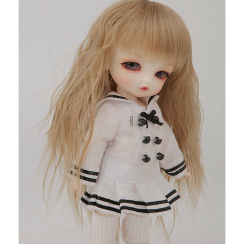 Luts Wig TDW-03-Heat Resistant Fiber (Длинный парик с челкой цвет кремовый размер 14-15 см для кукол БЖД Латс) luts wig tdw 08 heat resistant fiber длинный двухцветный парик с челкой цвет тёмно красный и чёрный размер 14 16 см для кукол бжд латс