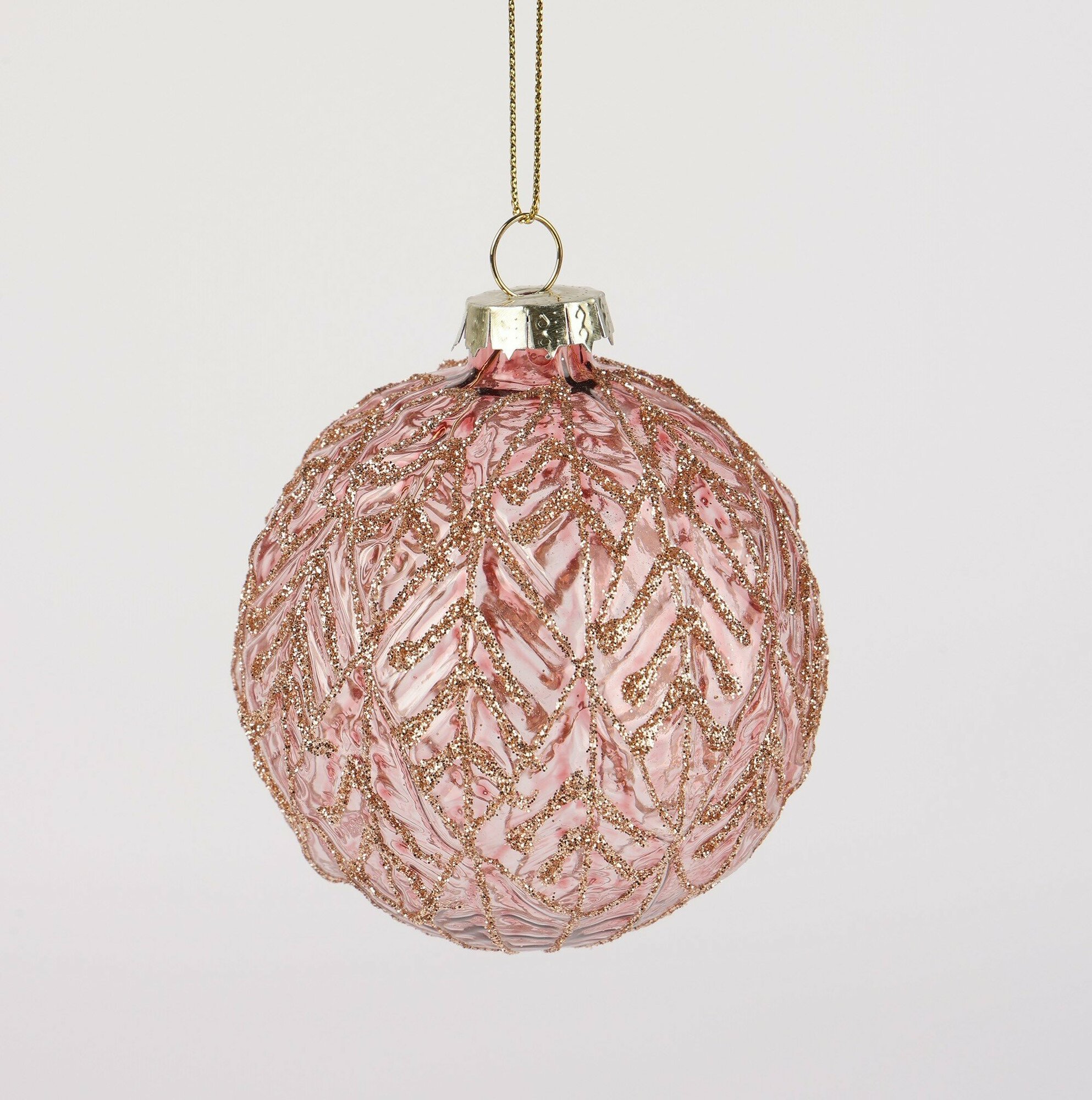 Новогодняя декорация Шар на елку стеклянный 8 см 1 шт розовое золото