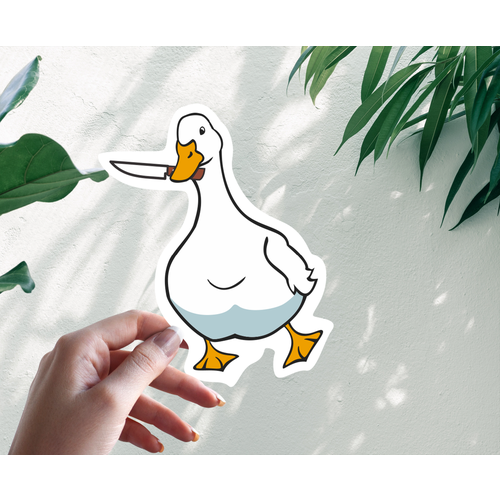 Наклейка Стикер Гусь с ножом 20 см