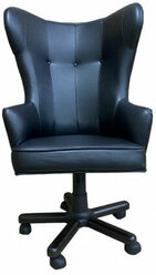 Кресло Корфур Модерн на опоре пятилучье с деревянными накладками, искусственная кожа, цвет черный