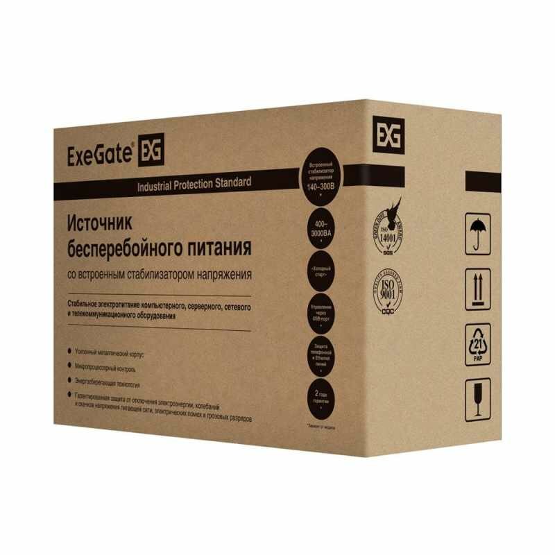ИБП ExeGate SpecialPro Smart LLB-1000. LCD. AVR.4SH. RJ <1000VA/650W, LCD, AVR, 4*Schuko, RJ45/11, металлический корпус, Black> — фото 9