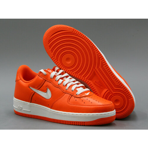 Кроссовки NIKE Air Force 1 Low, полнота D, размер 9US, белый, оранжевый кроссовки nike полнота d размер 9us белый