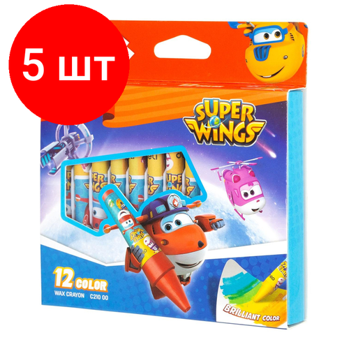 Комплект 5 наб, Мелки восковые Deli Super Wings круглые наб 12цв. картон/европод, EC21000