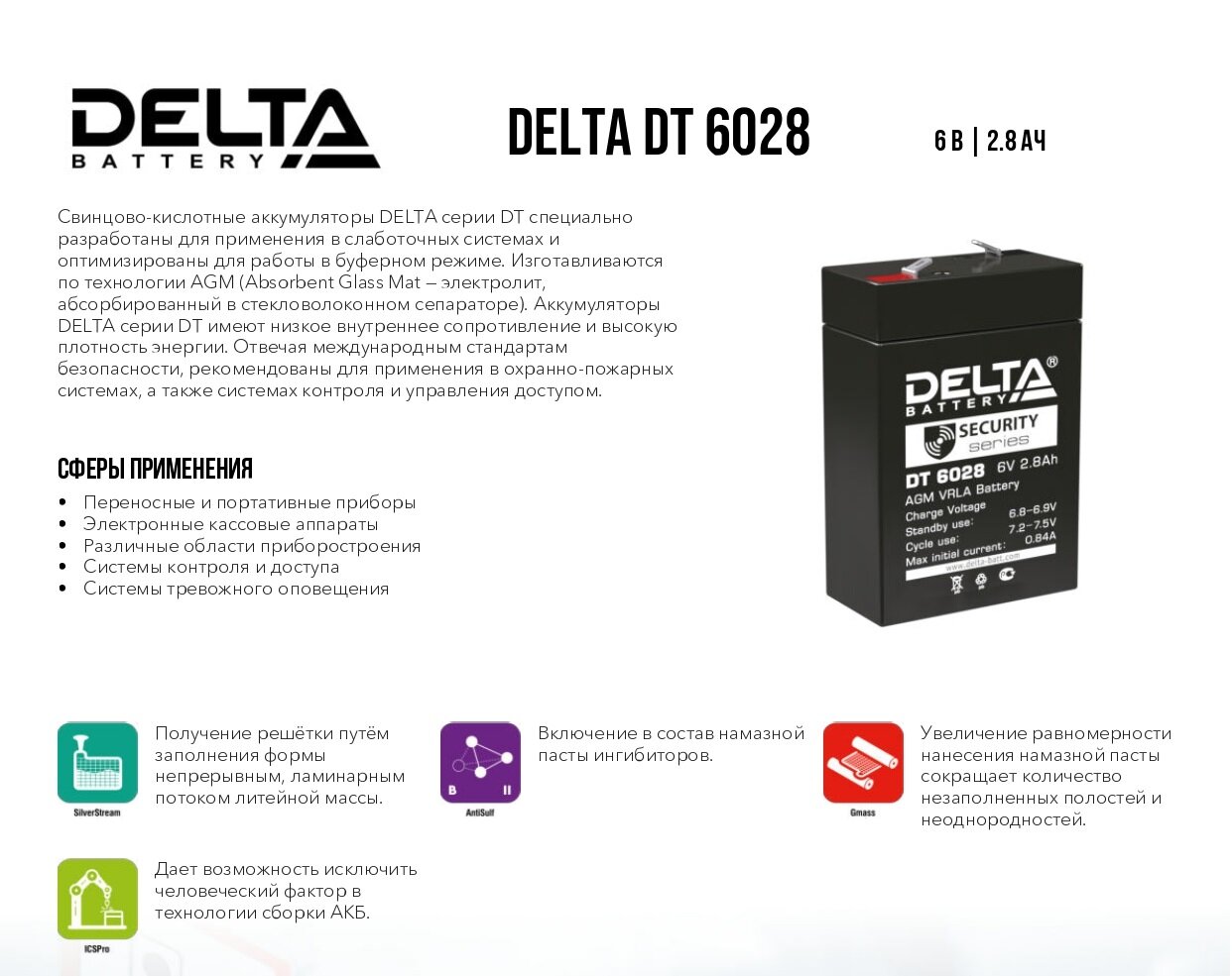 Delta Аккумуляторная батарея DT 6028 - фото №10